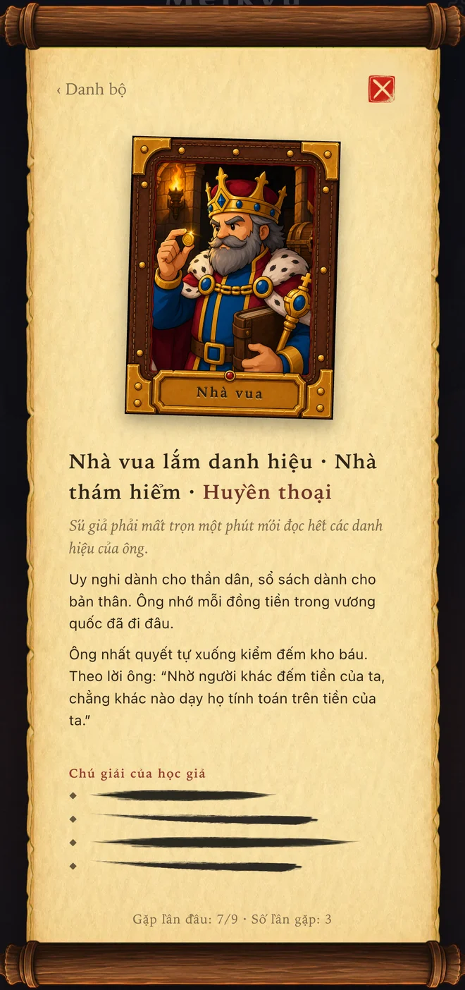 Trang Biên niên hầm ngục có chân dung, hồ sơ và ghi chú; luật chưa biết vẫn bị che
